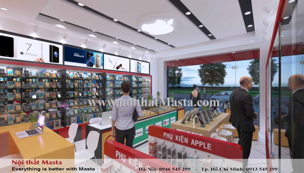 thiet ke shop ban dien thoại 30m2
